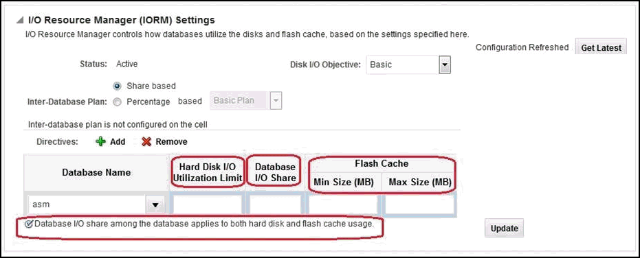 I/O Resource Manager (IORM) Settings