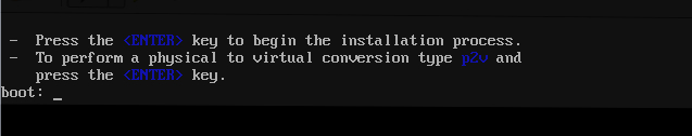 image:レガシー BIOS ブートモードでの Oracle VM Server のスプラッシュ画面を示す図。