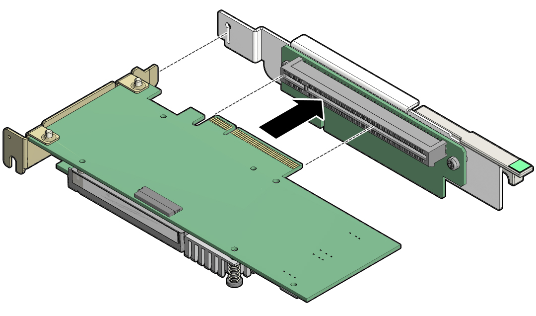 image:スロット 1 および 2 に PCIe カードを取り付ける方法を示す図。