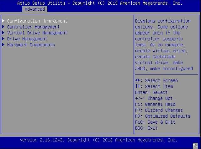 image:屏幕中显示选择了 “Configuration Management“ 时的 “Advanced“ 菜单。