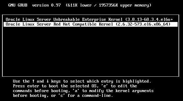 image:Image montrant l'écran GNU GRUB.