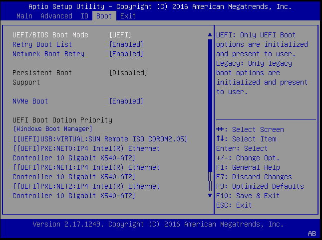 image:UEFI/BIOS の UEFI/BIOS ブートモード設定画面を示す図。