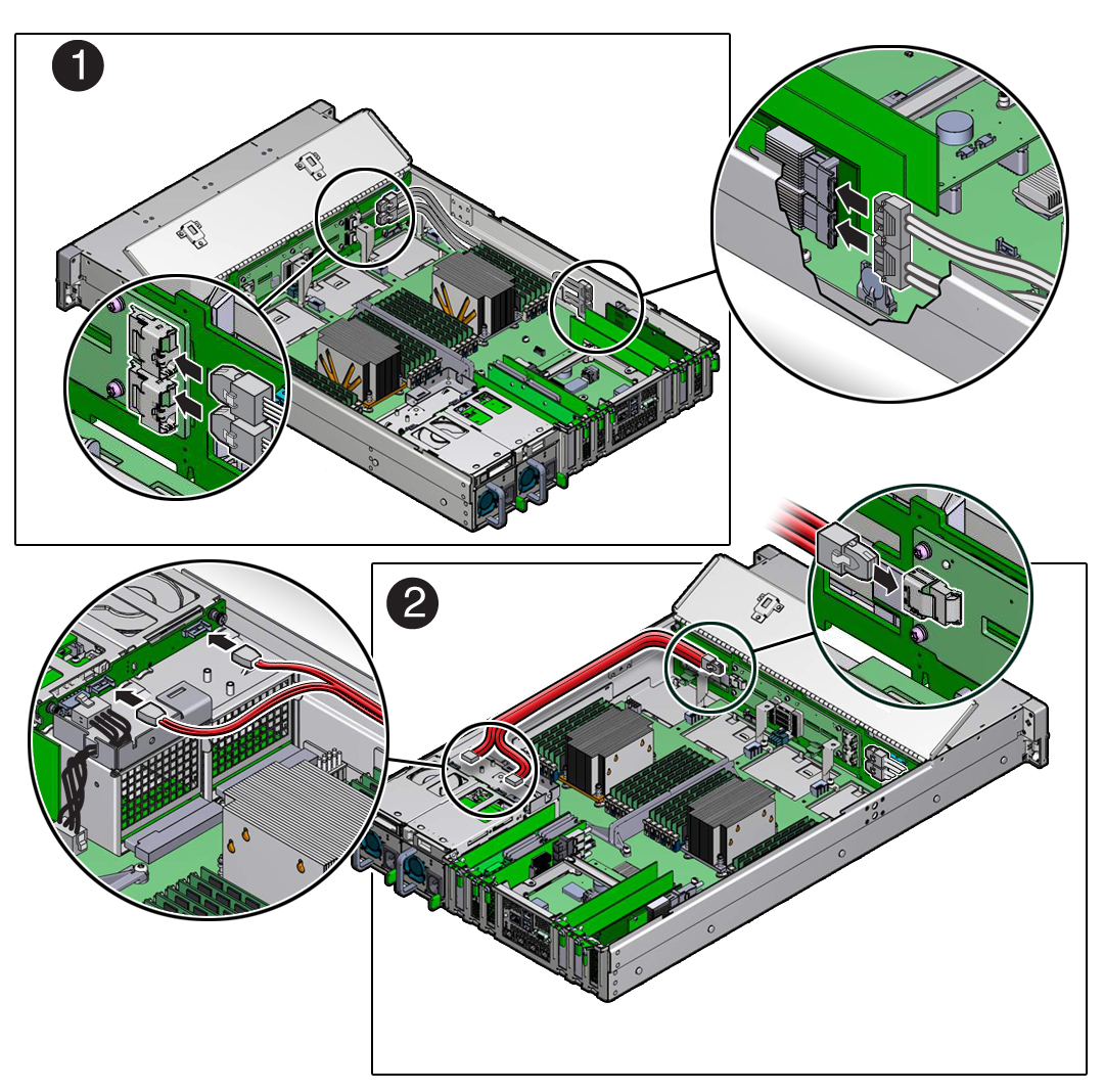 SAS ストレージドライブケーブルを取り付ける - Oracle® Server X6-2L