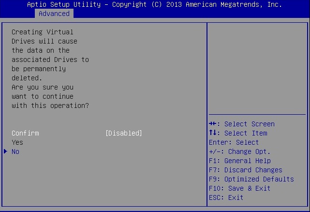 image:Illustration de l'écran de confirmation de la configuration RAID.
