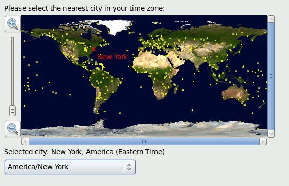 Gráfico que muestra la pantalla Select Time Zone (Seleccionar zona horaria). image:Gráfico que muestra la pantalla Select Time Zone (Seleccionar zona horaria).