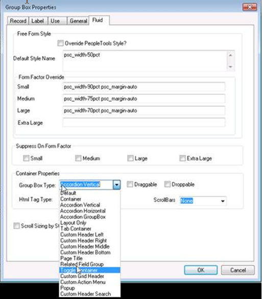 accordion type group box in application designer