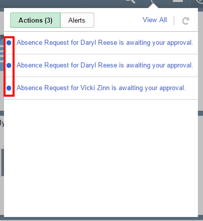 unviewed actions