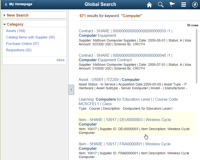 global search results non-small form factor