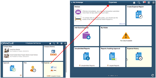 homepage tile to application homepage