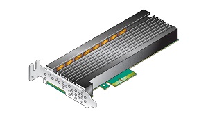 图中显示了有托架的 Oracle Flash Accelerator F320 PCIe 卡 image:图中显示了有托架的 Oracle Flash Accelerator F320 PCIe 卡