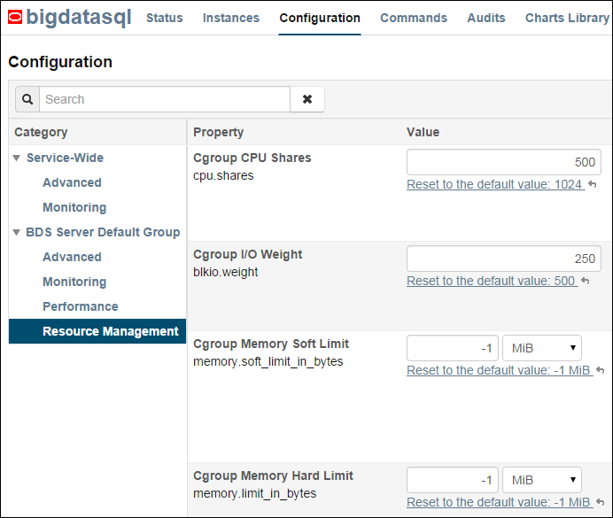 「図2-10 Oracle Big Data SQLのCgroup設定の変更」の説明が続きます