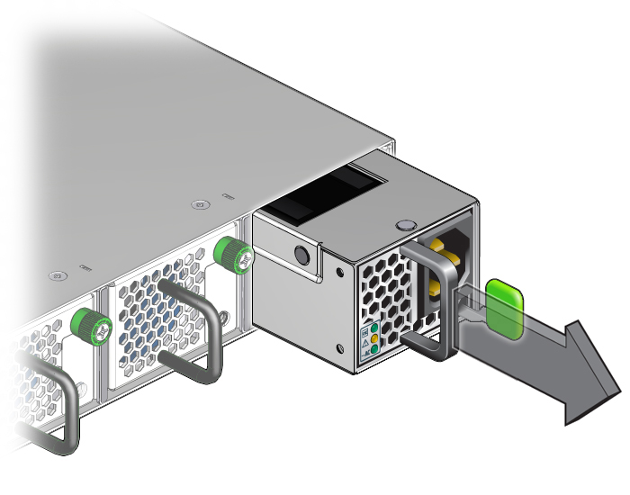 image:この図は、電源装置を取り外しているところを示しています。