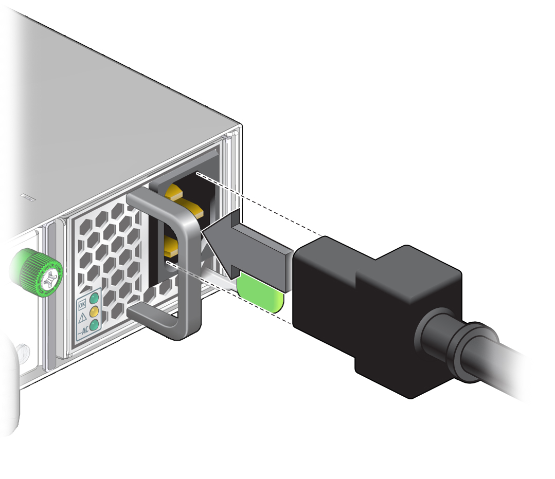 image:この図は、電源コードを取り付けているところを示しています。