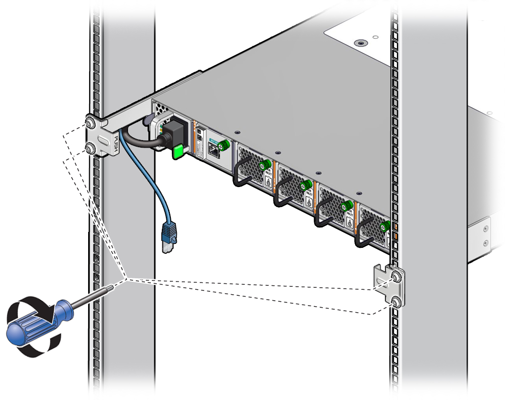 image:この図は、スナップ留め具のねじを締める様子を示しています。