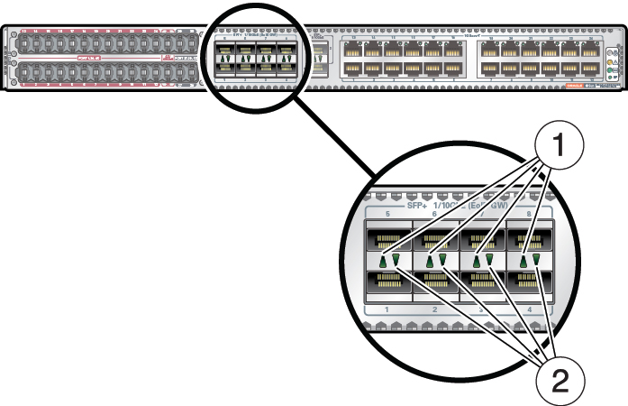 image:スイッチの背面からアクセス可能なコンポーネントを示す図。