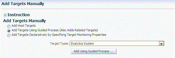 Exalyticsターゲットを手動で追加するためのページ