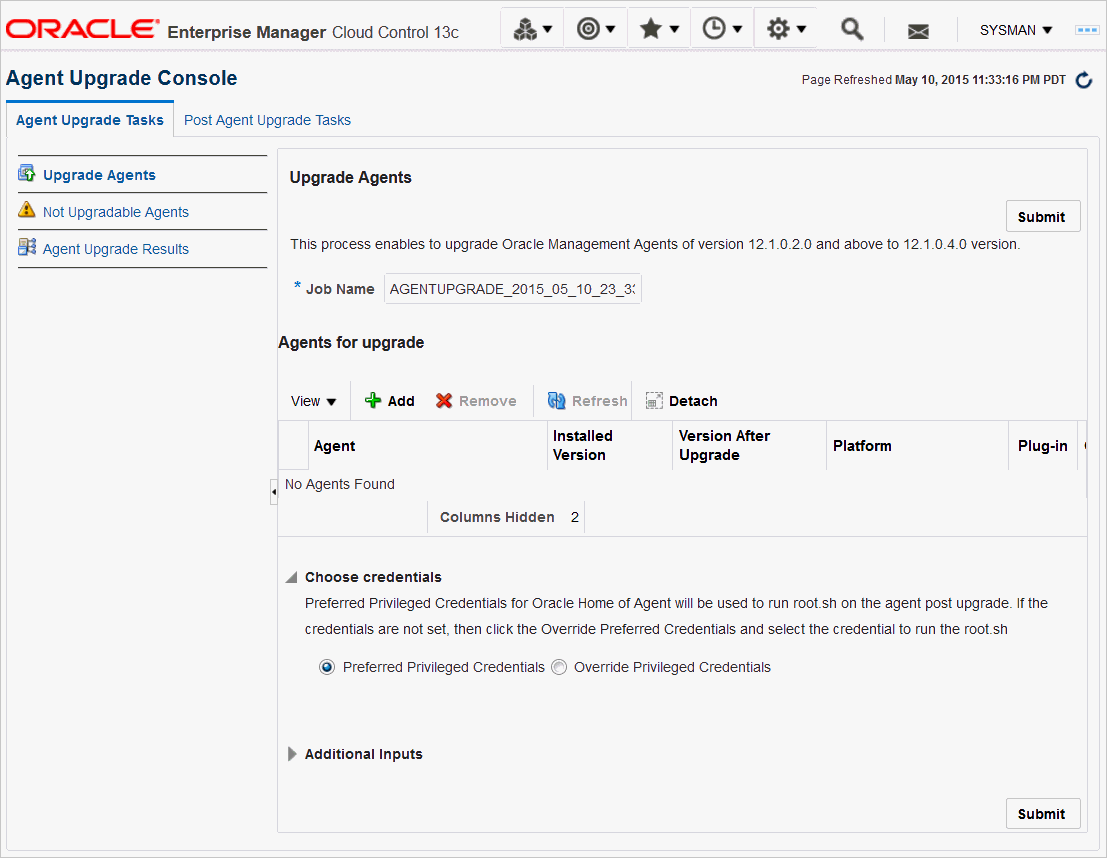 エージェント・アップグレード・コンソール