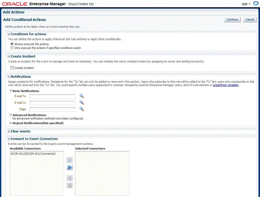Add Conditional Actions Page