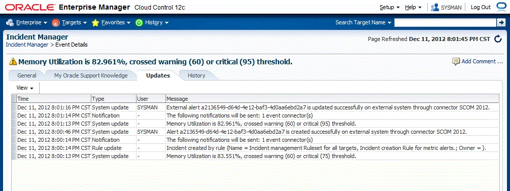 Incident Manager Event Update