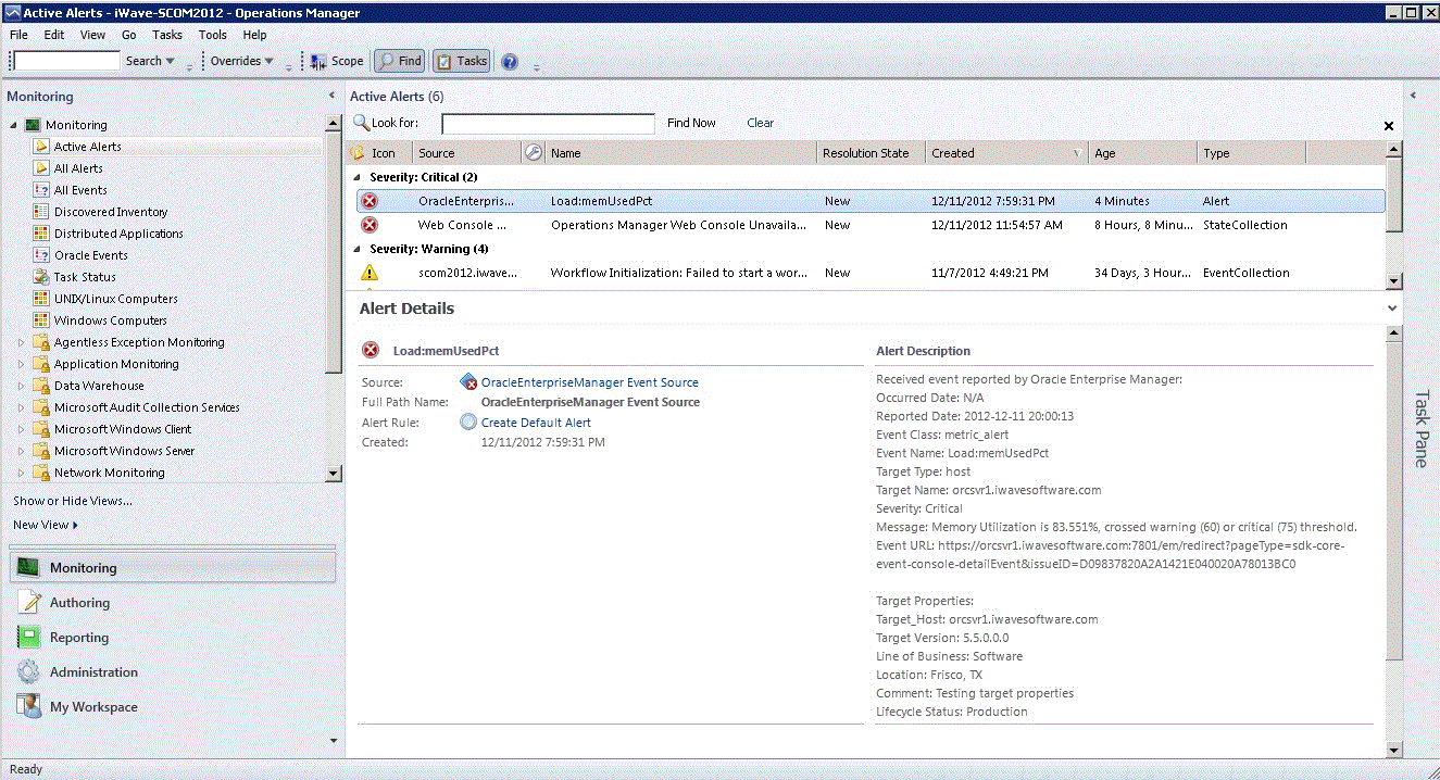 Oracle Enterprise Manager Event Information