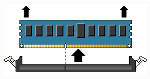 image:DIMM을 분리하는 방법을 보여주는 이미지