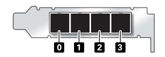 image:illustration présentant les numéros des ports HBA SAS-2 4x4 du contrôleur ZS3-2