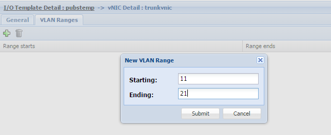 image:“New VLAN Range“（新的 VLAN 范围）对话框