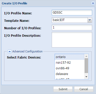 image:“New I/O Profile“（新建 I/O 配置文件）屏幕