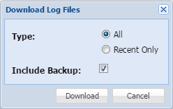 image:“Download Oracle Fabric Manager Log File“（下载 Oracle Fabric Manager 日志文件）对话框