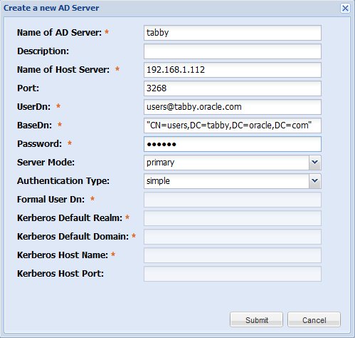 image:“Create a new AD Server“（新建 AD 服务器）对话框