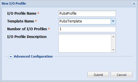 image:“New I/O Profile“（新建 I/O 配置文件）对话框