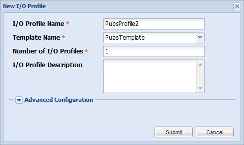 image:“New I/O Profile“（新建 I/O 配置文件）对话框