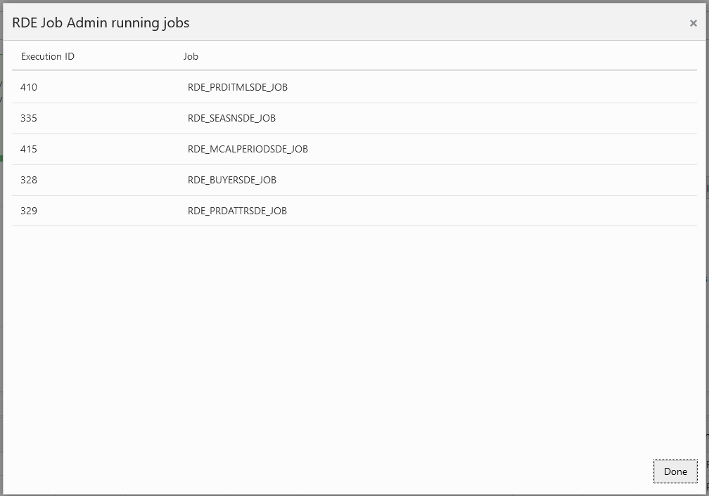 Job Admin Running Jobs Window