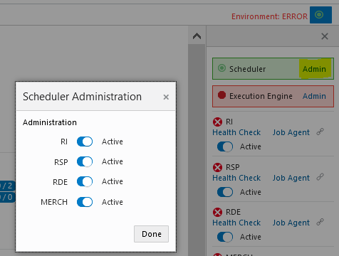 Scheduler Administration Window