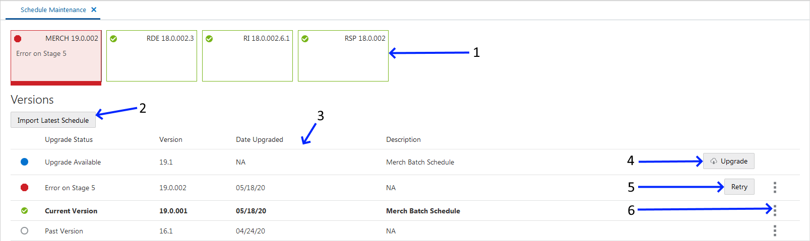 Schedule Maintenance Tab