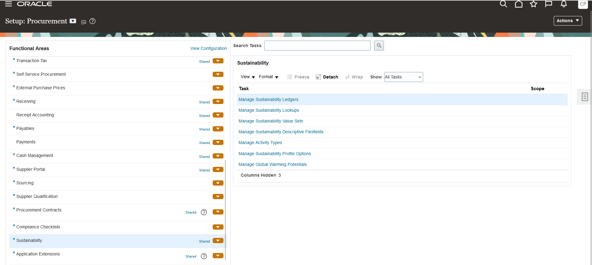 図: 設定および保守: サステナビリティ