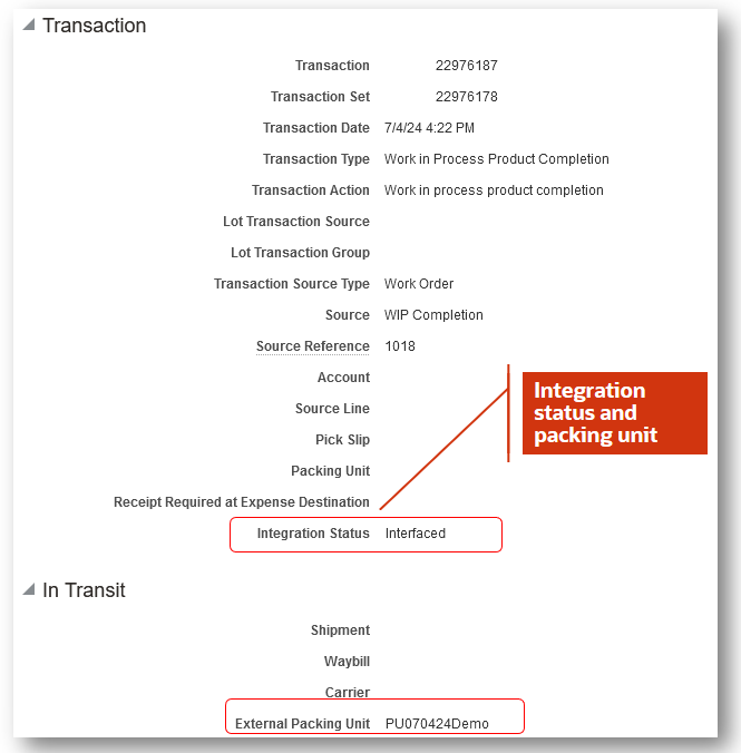 「完了トランザクションのレビュー」の詳細