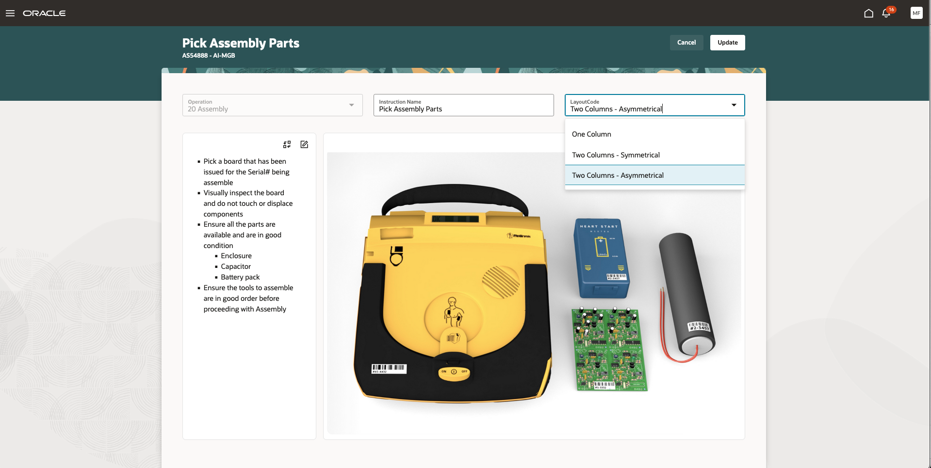 リッチ・テキスト、イメージまたはPDFを使用した指示レイアウトの作成