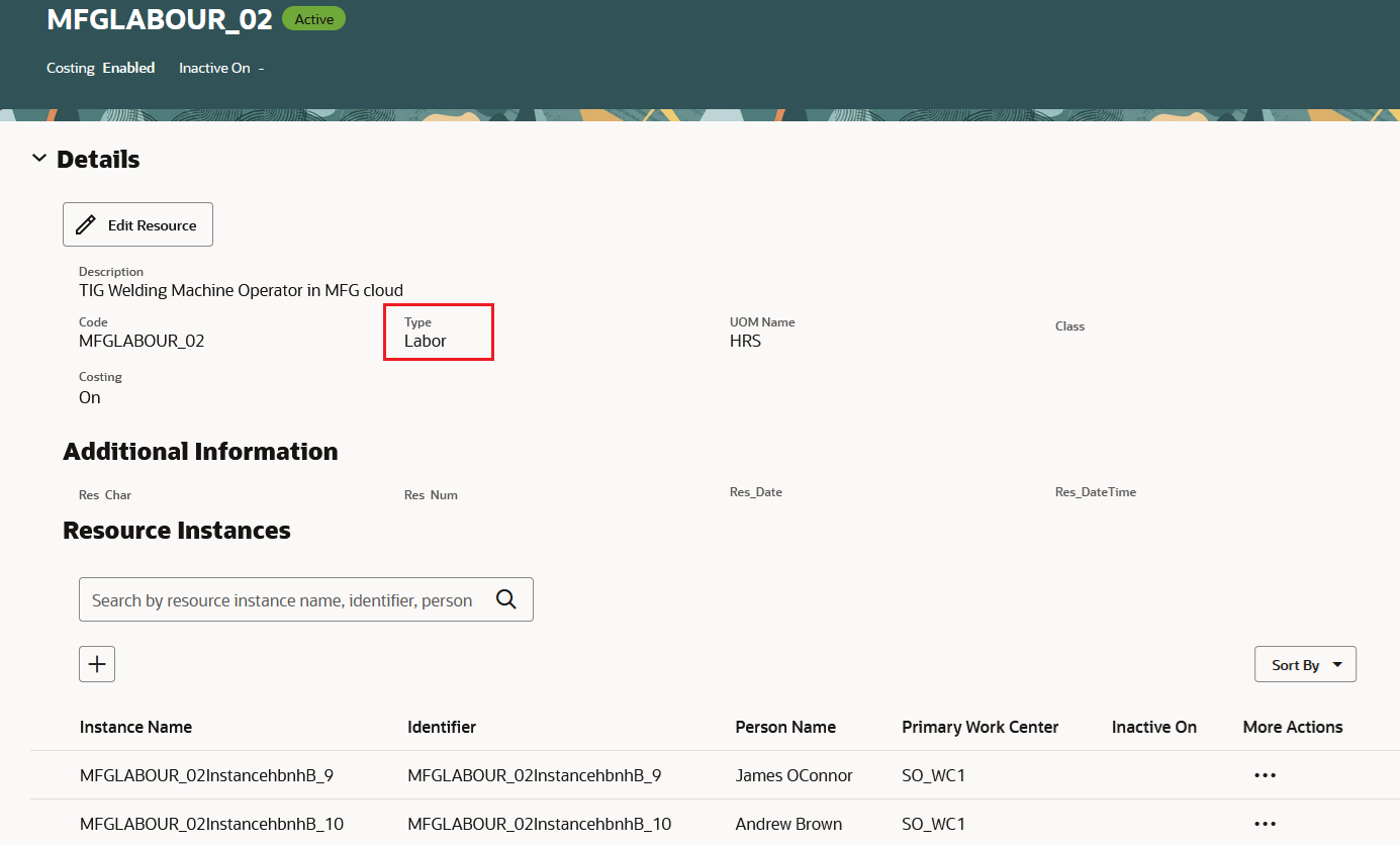リソース詳細 - 労務のリソース・インスタンス
