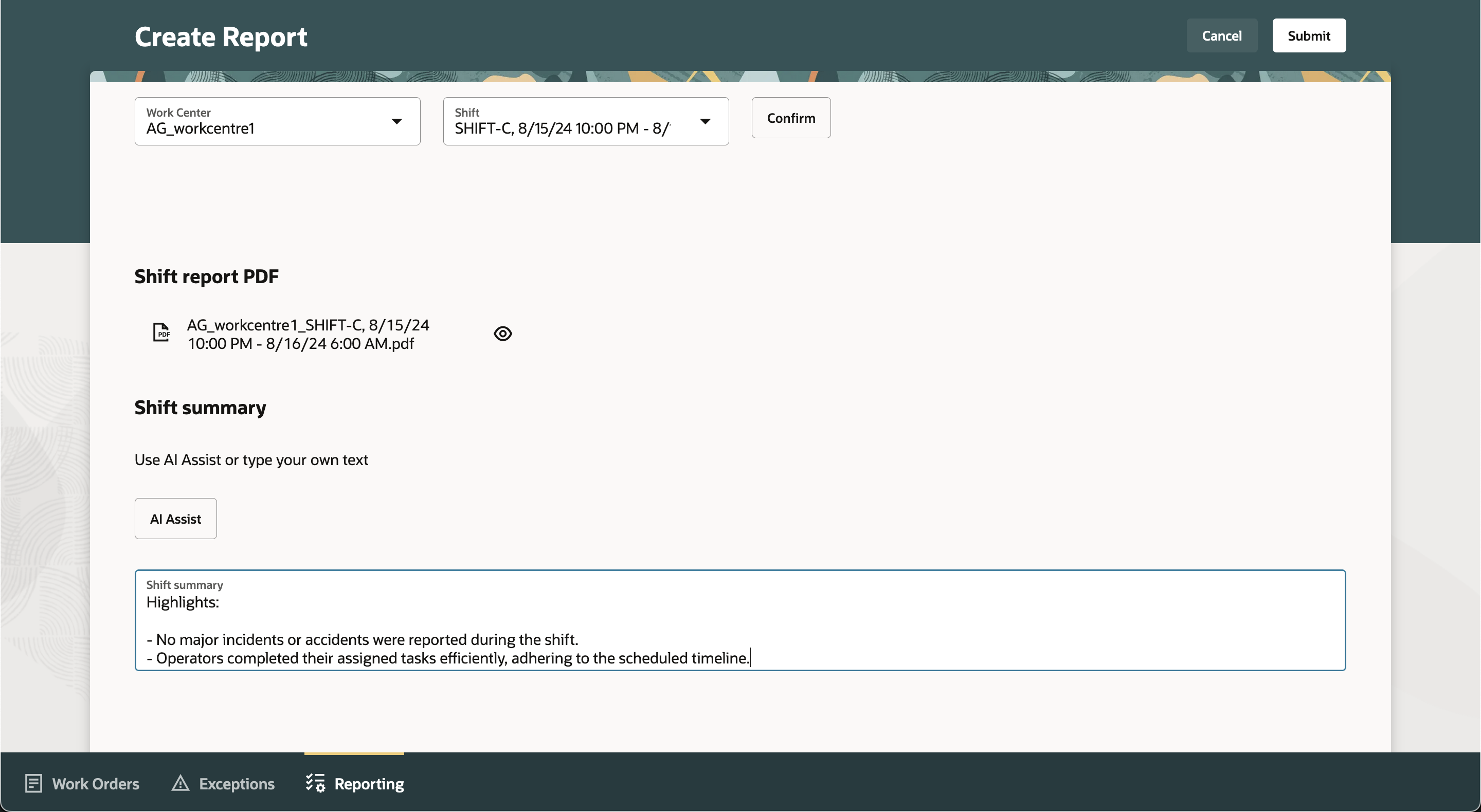 ノートおよび例外からの内容を含むAI生成要約