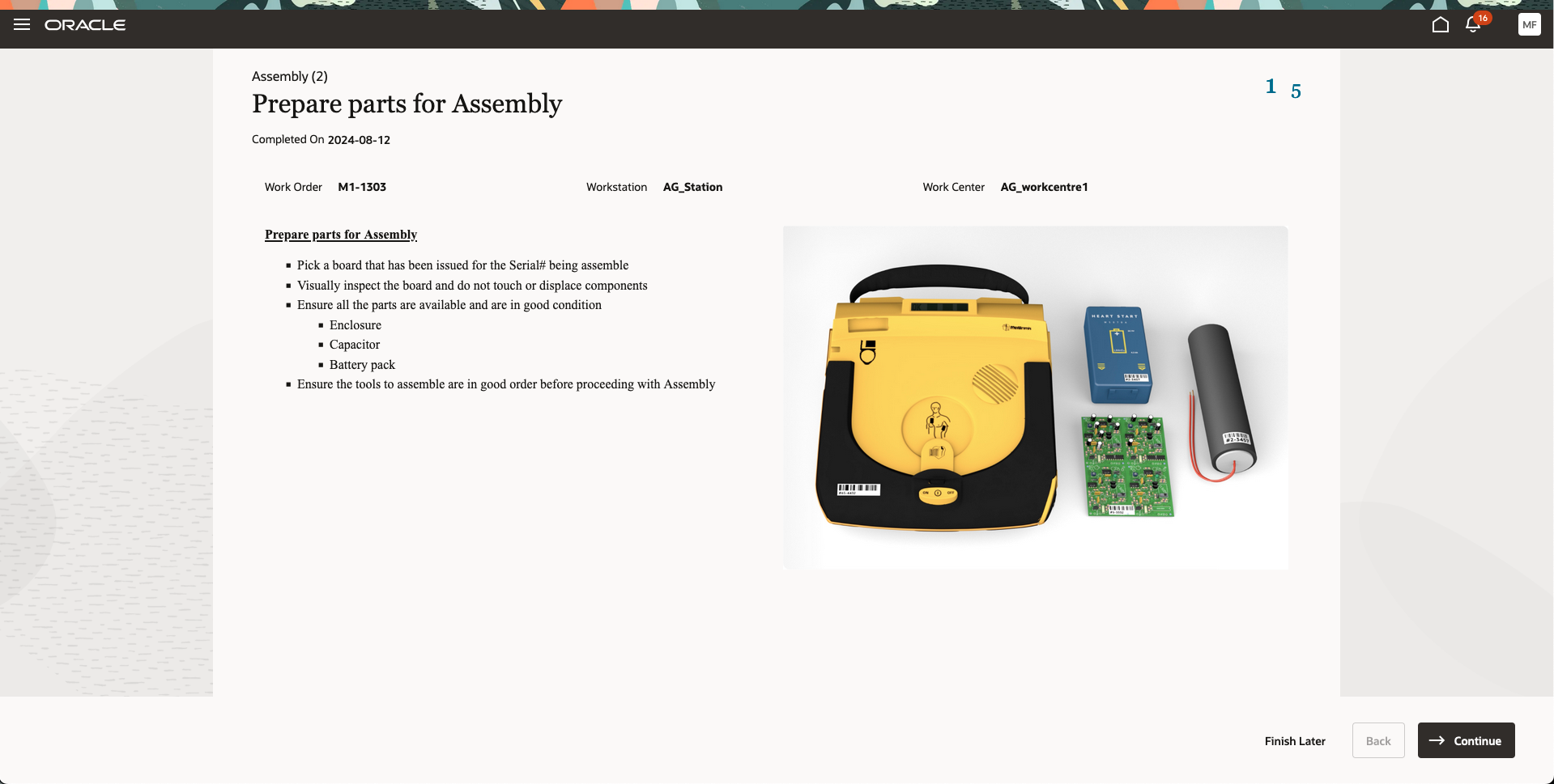 指示タスクを順番に実行して工程を完了します