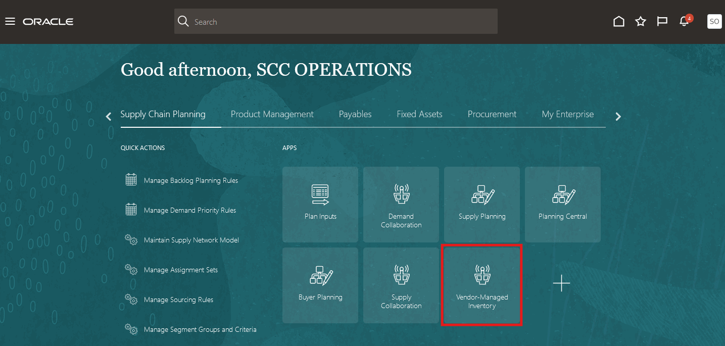 ようこそページの新しいVMI作業領域
