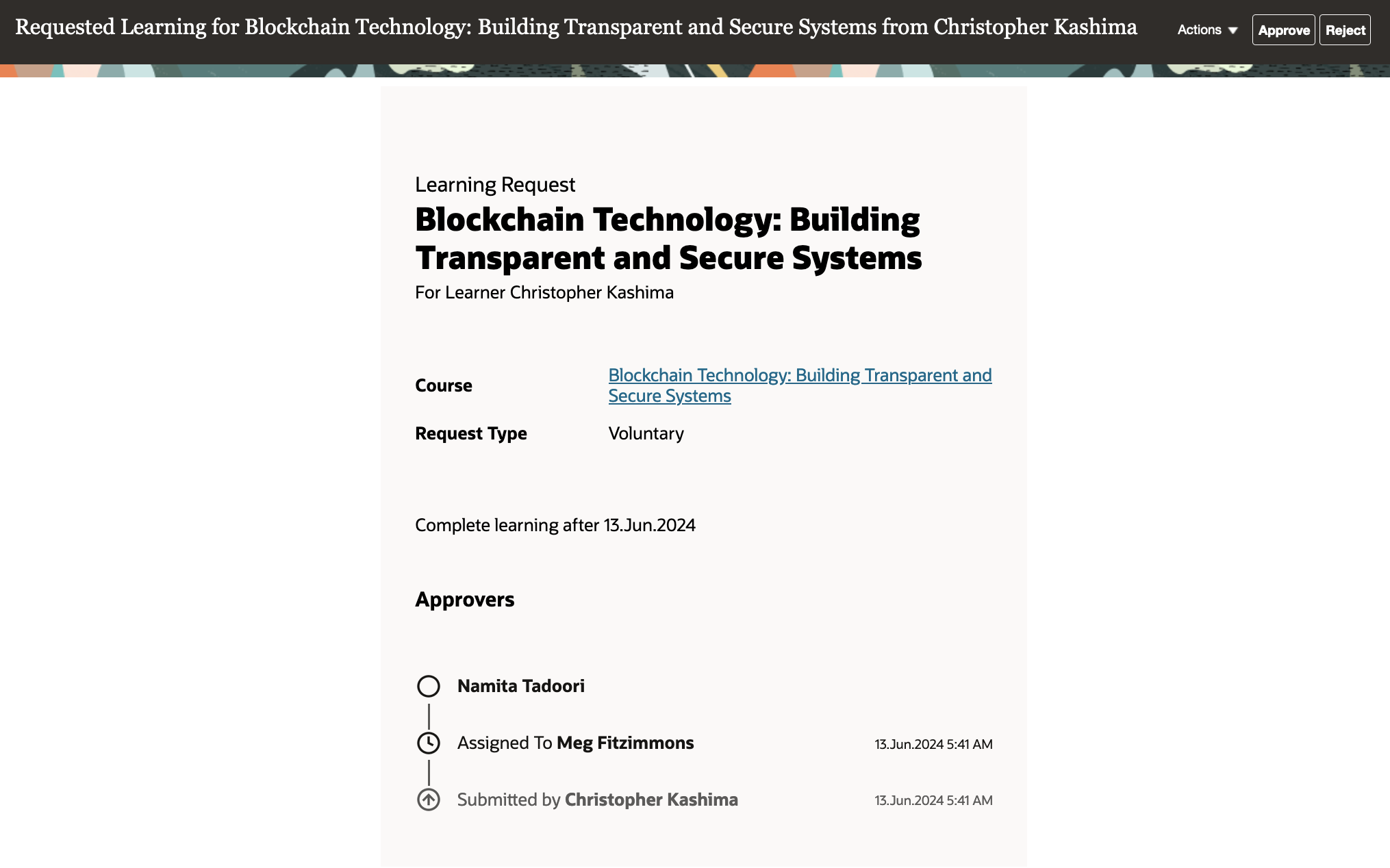 学習要求のRedwood承認テンプレート