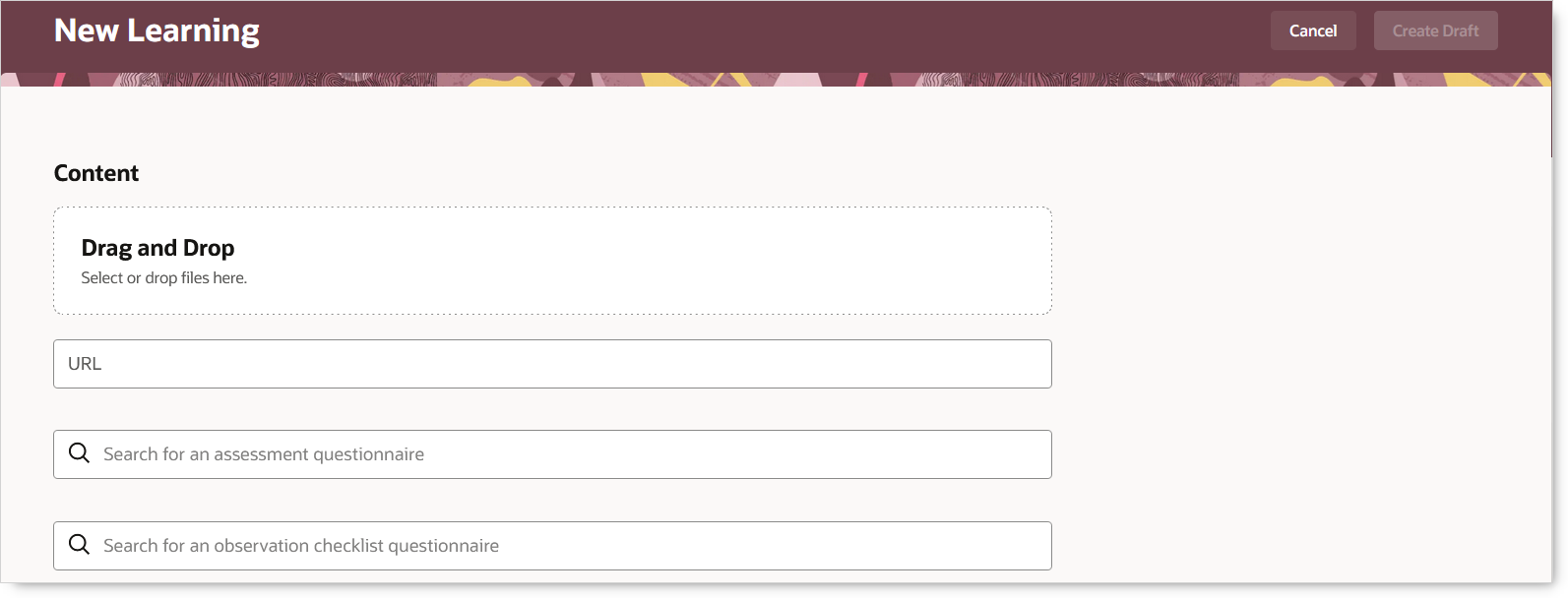 「新規学習」ページの「コンテンツ」セクション