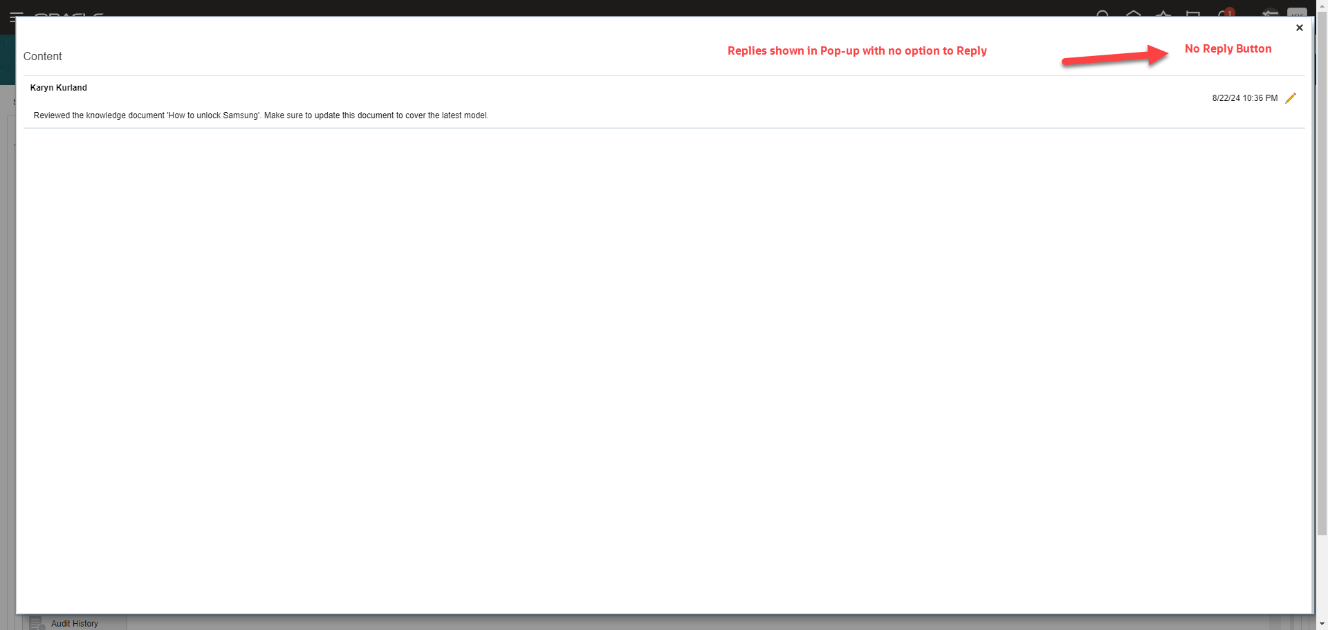 返信機能がないPopUpに表示される返信