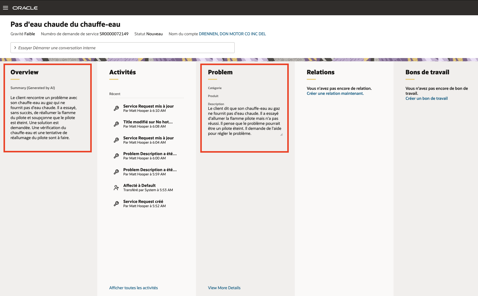 フランス語で表示されるSR要約