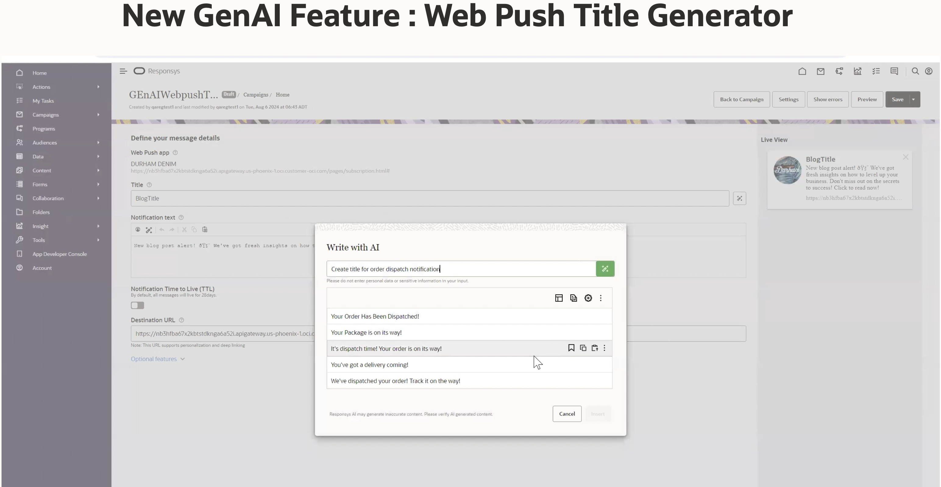 Webプッシュ・タイトル・ジェネレータ