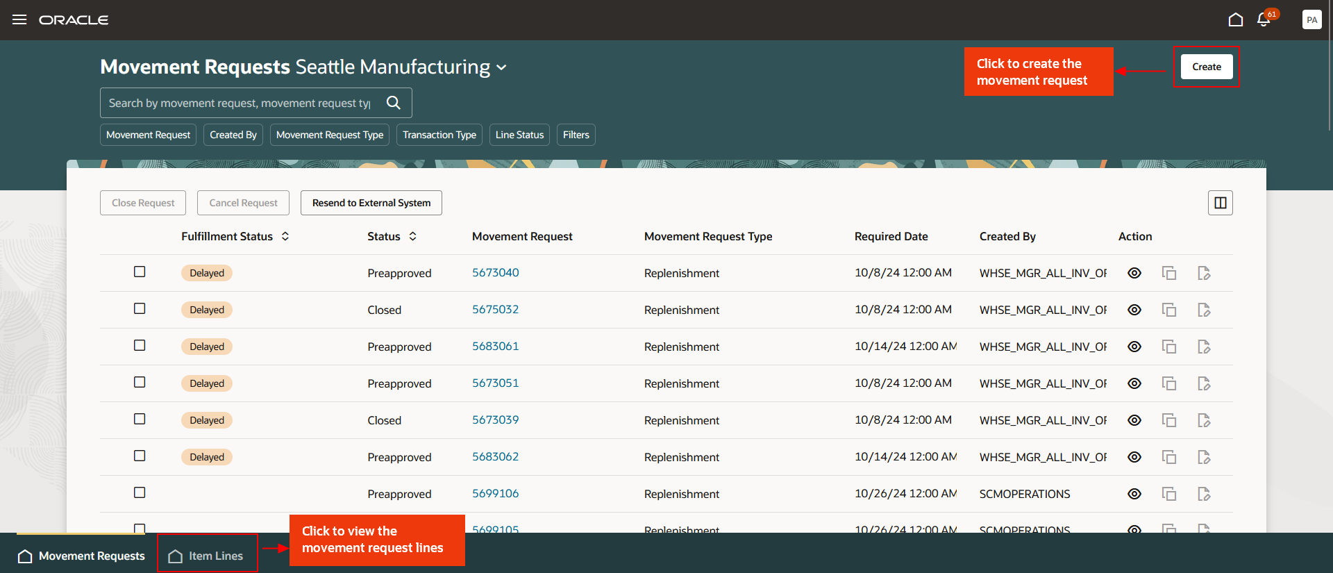 「移動要求」ページ