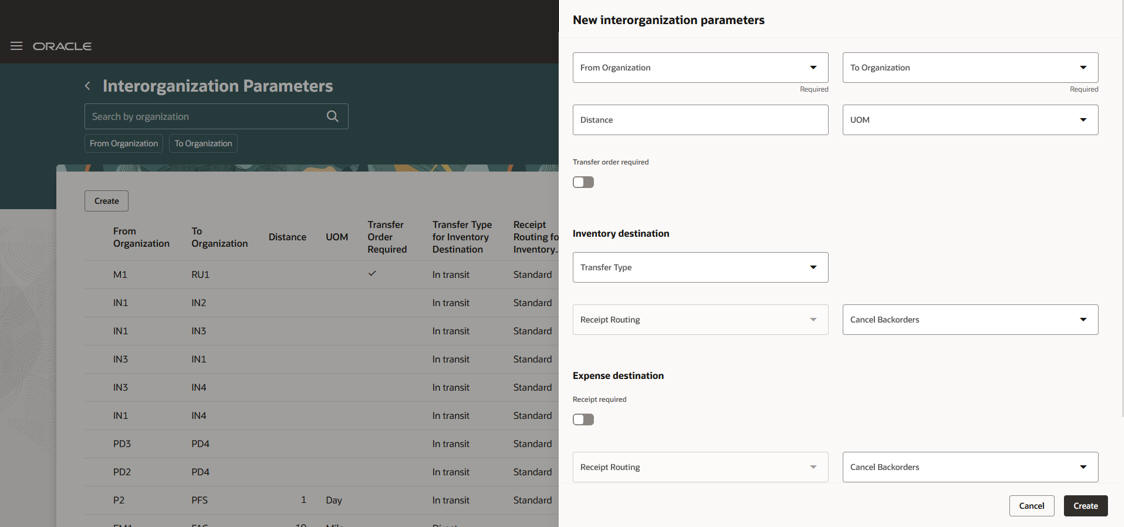 組織間パラメータの作成