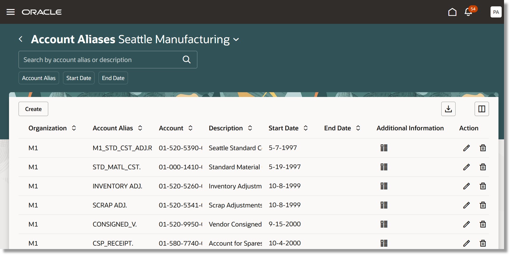 「勘定科目別名」ランディング・ページ